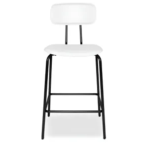 Set 2 Sgabelli da Bar per Cucina Penisola Ecopelle Bianco con Schienale 2