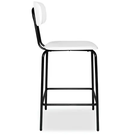 Set 2 Sgabelli da Bar per Cucina Penisola Ecopelle Bianco con Schienale