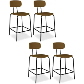 Set 2 Sgabelli per Cucina Penisola in Ecopelle Marrone Effetto Cuoio
