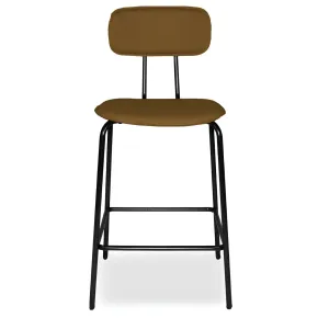 Set 2 Sgabelli per Cucina Penisola in Ecopelle Marrone Effetto Cuoio 2