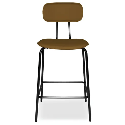 Set 2 Sgabelli per Cucina Penisola in Ecopelle Marrone Effetto Cuoio