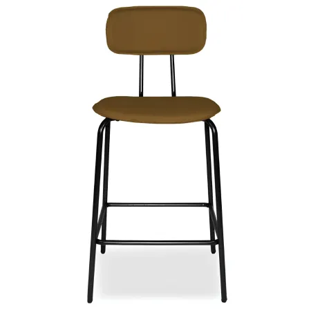 Set 2 Sgabelli per Cucina Penisola in Ecopelle Marrone Effetto Cuoio