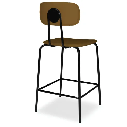 Set 2 Sgabelli per Cucina Penisola in Ecopelle Marrone Effetto Cuoio