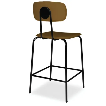 Set 2 Sgabelli per Cucina Penisola in Ecopelle Marrone Effetto Cuoio