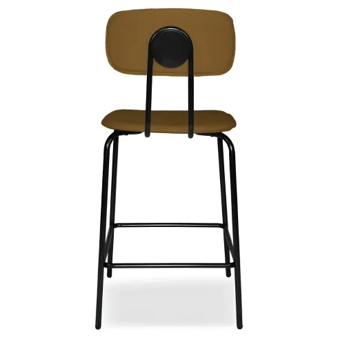 Set 2 Sgabelli per Cucina Penisola in Ecopelle Marrone Effetto Cuoio