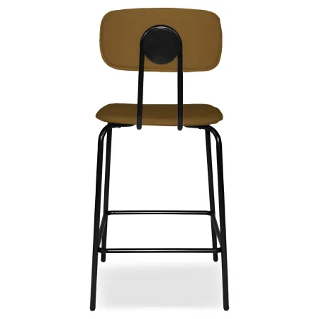 Set 2 Sgabelli per Cucina Penisola in Ecopelle Marrone Effetto Cuoio