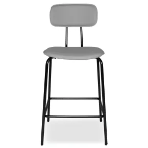 Set 2 Sgabelli Cucina Penisola Ecopelle Grigio Effetto Cuoio Schienale 2
