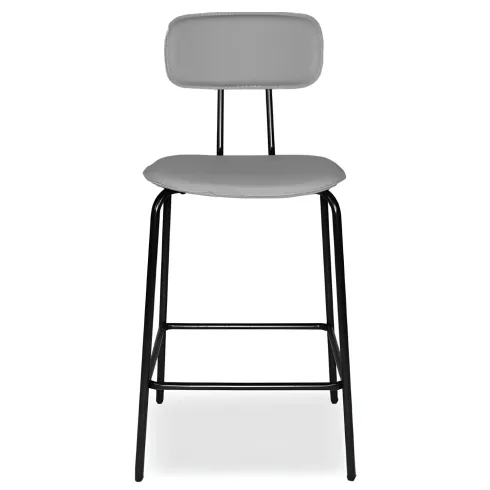 Set 2 Sgabelli Cucina Penisola Ecopelle Grigio Effetto Cuoio Schienale