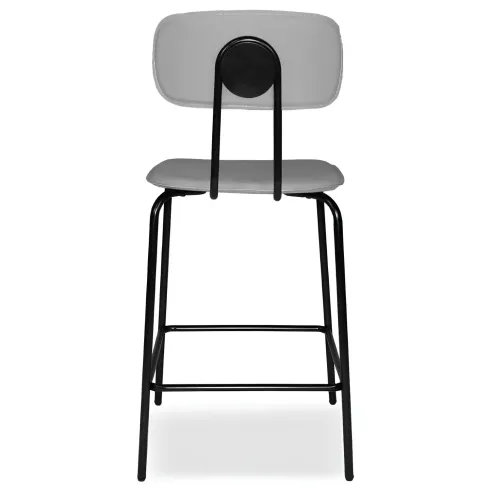 Set 2 Sgabelli Cucina Penisola Ecopelle Grigio Effetto Cuoio Schienale