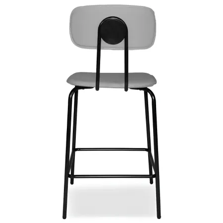 Set 2 Sgabelli Cucina Penisola Ecopelle Grigio Effetto Cuoio Schienale