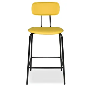 Set 2 Sgabelli da Bar per Cucina Penisola Ecopelle Giallo Effetto Cuoio 2