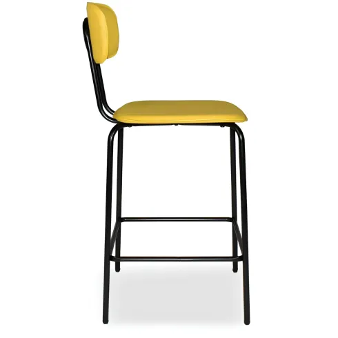 Set 2 Sgabelli da Bar per Cucina Penisola Ecopelle Giallo Effetto Cuoio