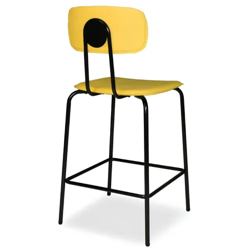Set 2 Sgabelli da Bar per Cucina Penisola Ecopelle Giallo Effetto Cuoio