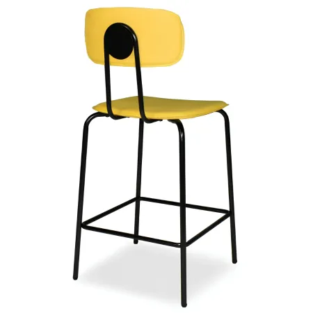 Set 2 Sgabelli da Bar per Cucina Penisola Ecopelle Giallo Effetto Cuoio