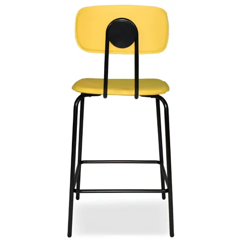 Set 2 Sgabelli da Bar per Cucina Penisola Ecopelle Giallo Effetto Cuoio