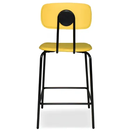 Set 2 Sgabelli da Bar per Cucina Penisola Ecopelle Giallo Effetto Cuoio