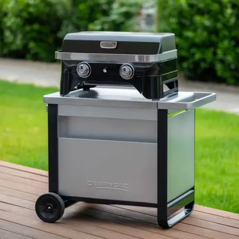 Carrello per Barbecue Campignaz in Acciaio con Ripiano Estraibile