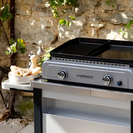 Carrello per Barbecue Campignaz in Acciaio con Ripiano Estraibile