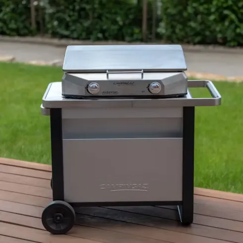 Carrello per Barbecue Campignaz in Acciaio con Ripiano Estraibile