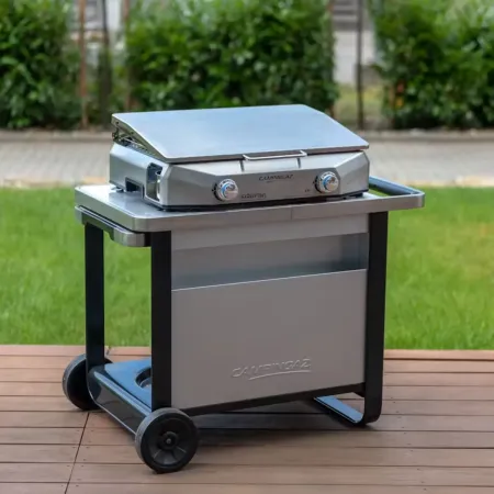 Carrello per Barbecue Campignaz in Acciaio con Ripiano Estraibile