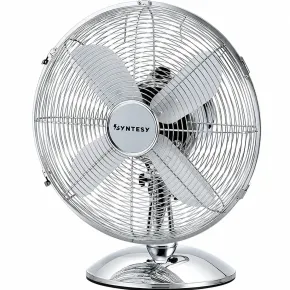 Ventilatore da Tavolo Cromato 60W 3 Velocità Inclinazione Regolabile