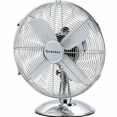 Ventilatore da Tavolo Cromato 60W 3 Velocità Inclinazione Regolabile