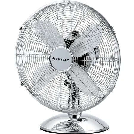 Ventilatore da Tavolo Cromato 60W 3 Velocità Inclinazione Regolabile
