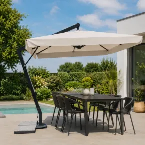 Ombrellone da Giardino Palo Laterale 3x3 m Telo Impermeabile Ecrù 2