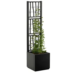 Fioriera con Spalliera per Rampicanti Grafite in Plastica 36x36x140cm 2