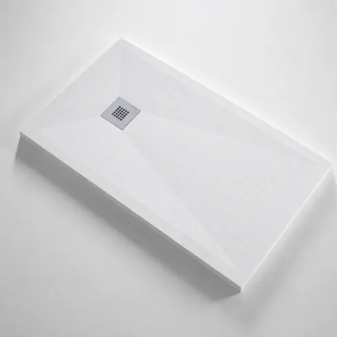 Piatto Doccia Slim Bianco 3 cm Effetto Pietra con Piletta | BricoShop24