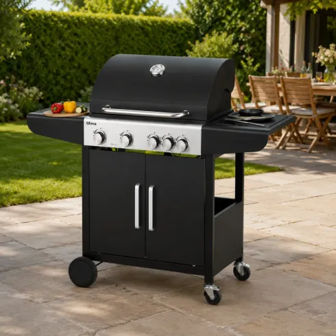 Barbecue a Gas GPL da Esterno 3 Fuochi con Coperchio in Acciaio Inox