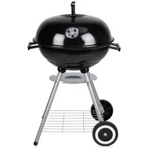 Barbecue a Carbonella Tondo con Coperchio Portatile Ripiano da Esterno