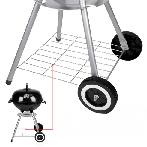 Barbecue a Carbonella Tondo con Coperchio Portatile Ripiano da Esterno