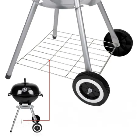 Barbecue a Carbonella Tondo con Coperchio Portatile Ripiano da Esterno