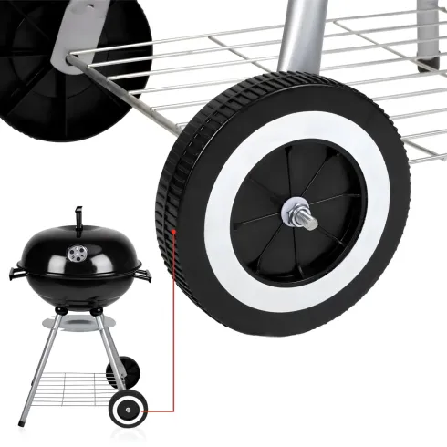 Barbecue a Carbonella Tondo con Coperchio Portatile Ripiano da Esterno