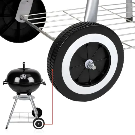 Barbecue a Carbonella Tondo con Coperchio Portatile Ripiano da Esterno