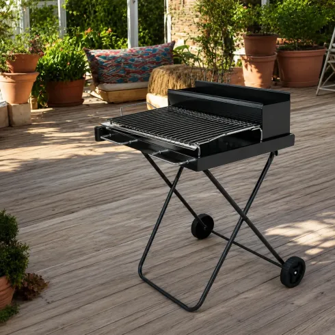 Barbecue Carbonella Portatile Richiudibile Griglia Cromata da Esterno