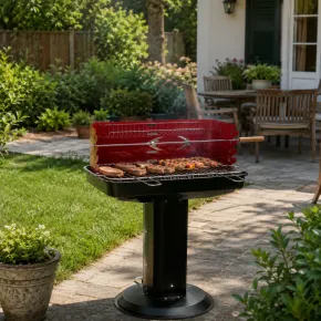 Barbecue a Carbonella con Piantana e Griglia Regolabile da Esterno 2