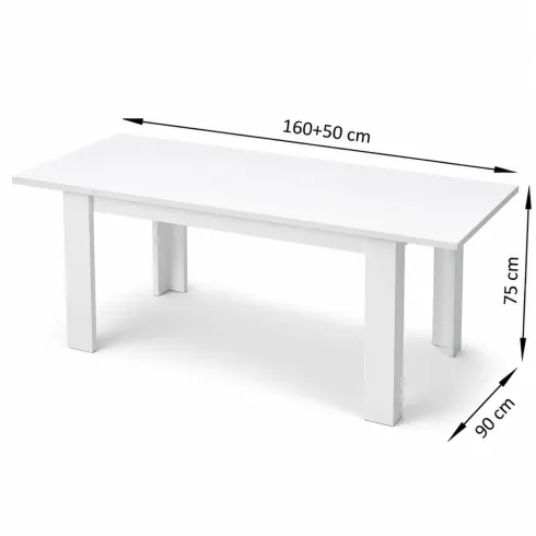 Tavolo da Pranzo Bianco Larice Allungabile 160-210 in Melaminico