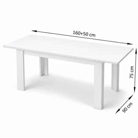 Tavolo da Pranzo Bianco Larice Allungabile 160-210 in Melaminico