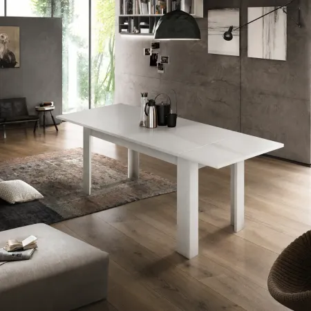 Tavolo da Pranzo Bianco Larice Allungabile 160-210 in Melaminico