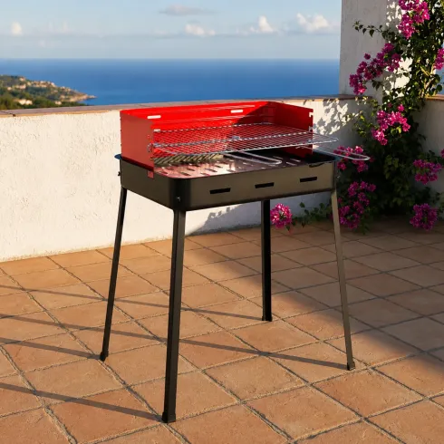 Barbecue Portatile da Esterno a Carbonella con Griglia Regolabile