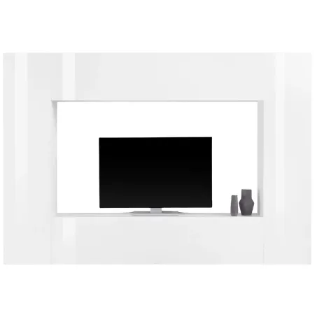 Parete Soggiorno Attrezzata Bianco Lucido Porta TV Pensile Vasistas