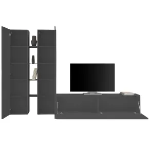 Parete Soggiorno Attrezzata Antracite Opaco Moderno 280x30x180 cm 2
