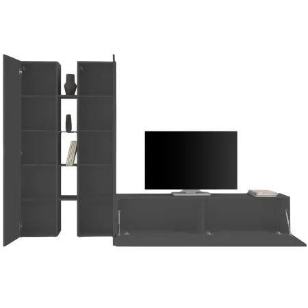 Parete Soggiorno Attrezzata Antracite Opaco Moderno 280x30x180 cm