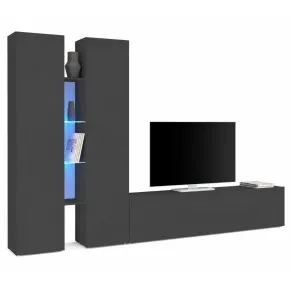 Parete Soggiorno Attrezzata Antracite Opaco Moderno 280x30x180 cm