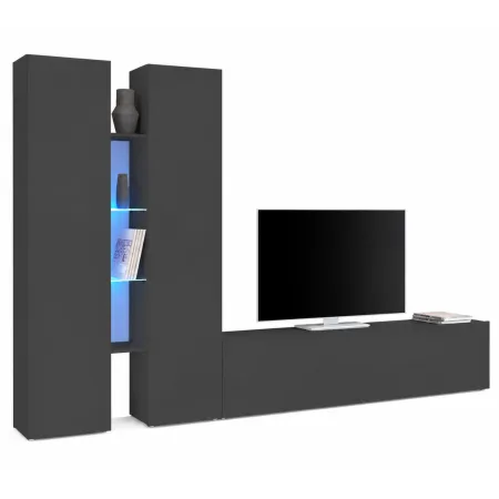 Parete Soggiorno Attrezzata Antracite Opaco Moderno 280x30x180 cm