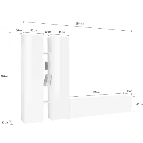 Parete Soggiorno Attrezzata Antracite Opaco Moderno 280x30x180 cm