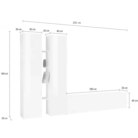 Parete Soggiorno Attrezzata Antracite Opaco Moderno 280x30x180 cm