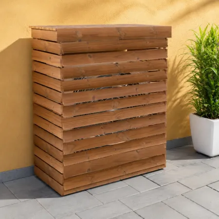 Copri Climatizzatore Esterno XL Legno Termotrattato con Lamelle Fisse